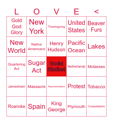 Social Studies Bingo Card