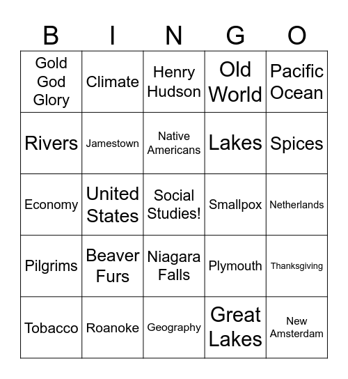 Thanksgiving Bingo Card