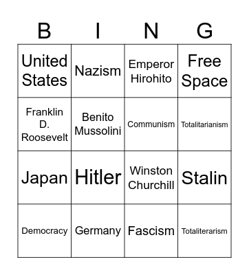 WW2 Terms Bingo Card