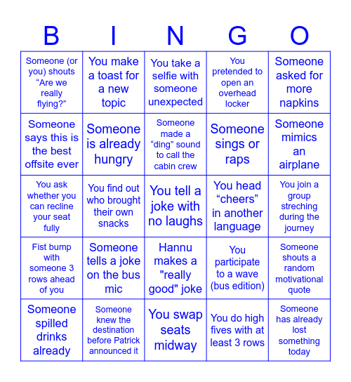 AdventureAir Bingo Card