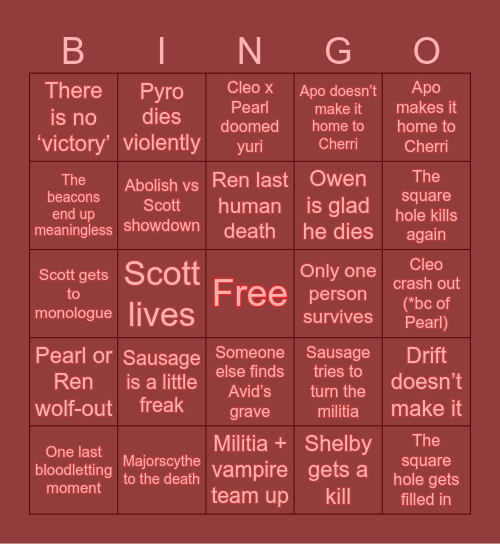 vsmp episode 8 Bingo Card
