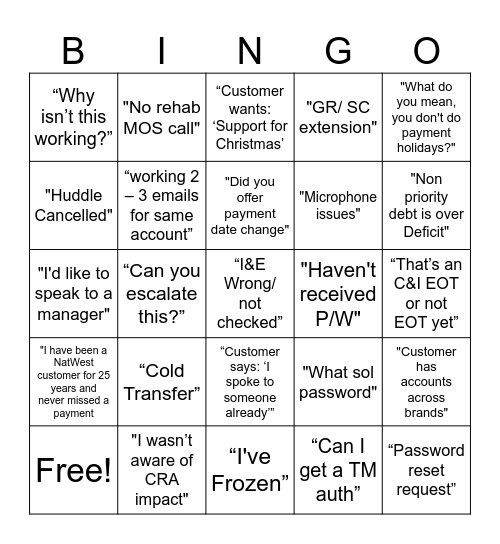 FA & EOT Bingo Card