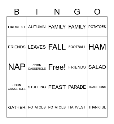 Thankful Bingo Card