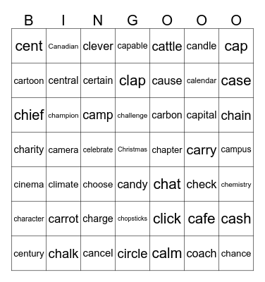 "C" Bingo Card
