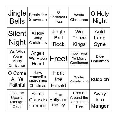 Christmas Music Bingo Card