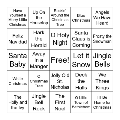 Christmas Music Bingo Card