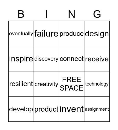 Think Big Bingo Card