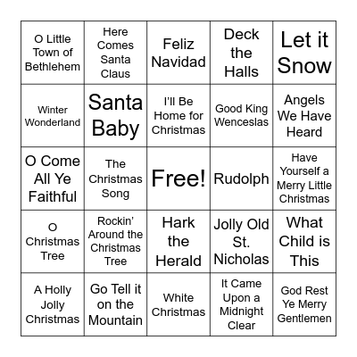 Christmas Music Bingo Card