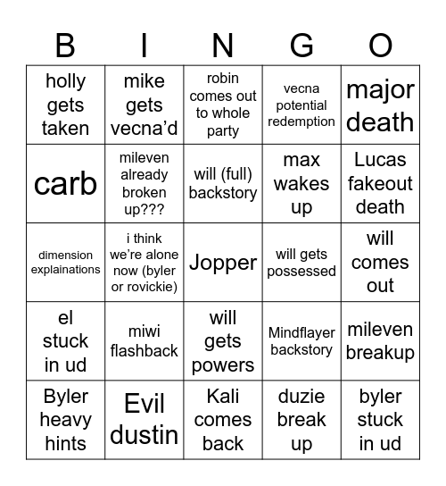 ST5 vol. 1 BINGO Card