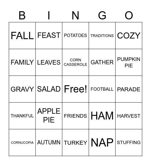Thanksgiving Bingo Card