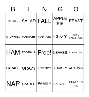 Thanksgiving Bingo Card