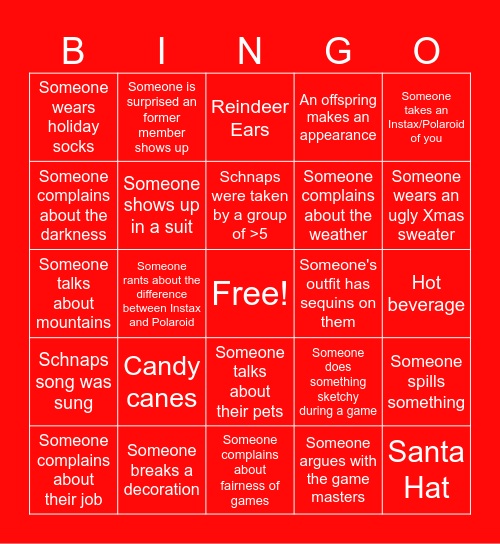 MME Xmas 2025 Bingo Card