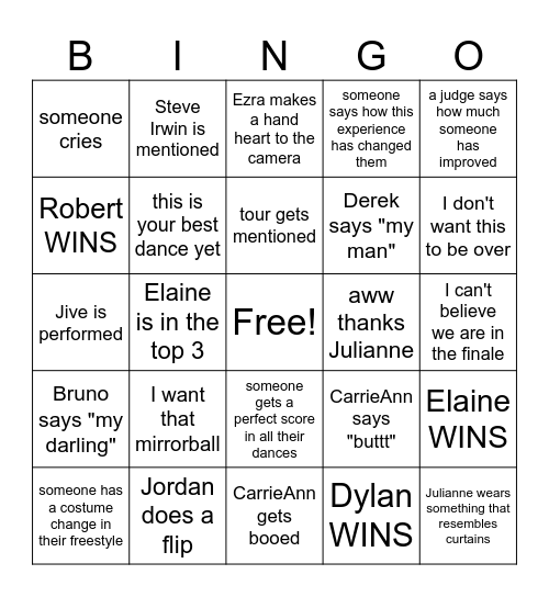 DWTS SEASON 34 FINALE! Bingo Card