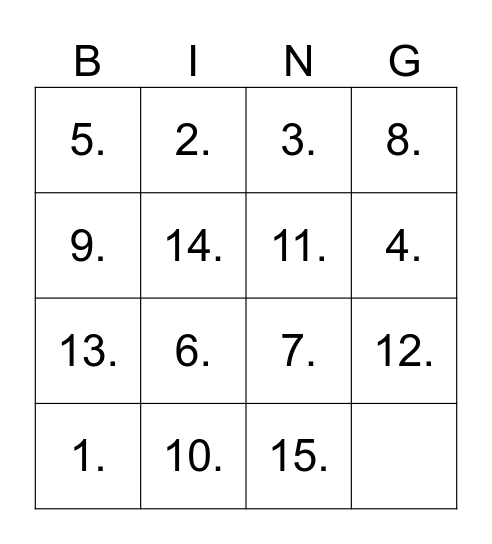 Woorziterbing Bingo Card