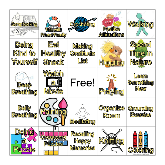 Coping Skill Bingo Card