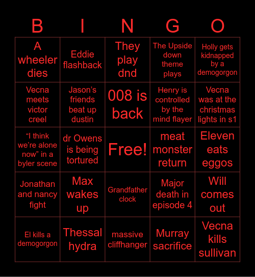 Season 5 volume 1 Bingo Card