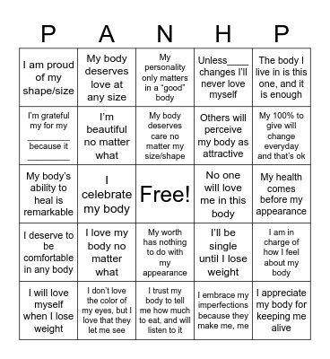 Self Care BINGO Card