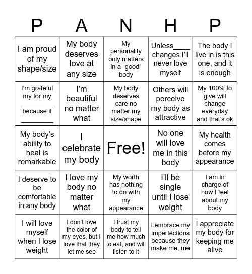 Self Care BINGO Card