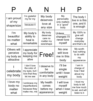 Self Care BINGO Card
