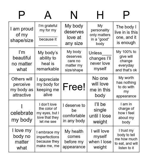 Self Care BINGO Card