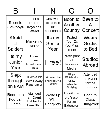 AMA Fall Banquet Bingo Card