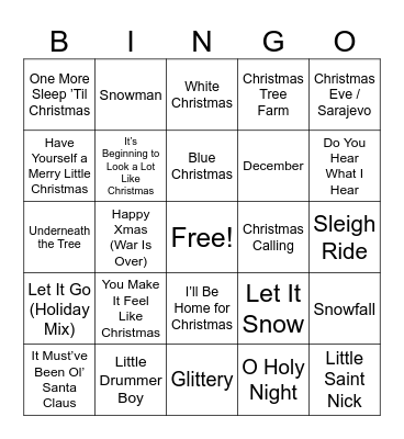 Holiday BINGO Card