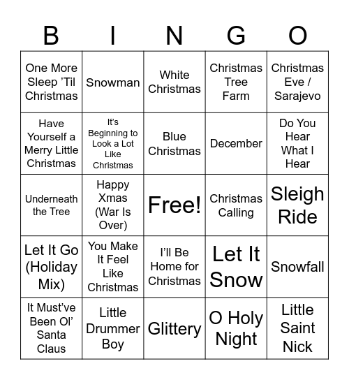 Holiday BINGO Card