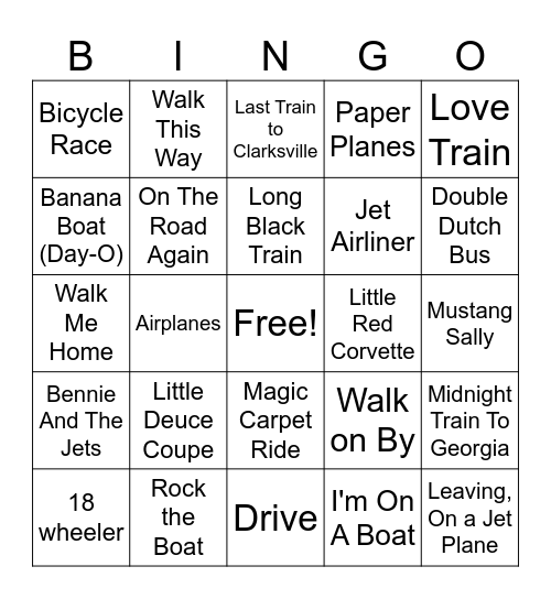 Grandma's House We Go Bingo Card