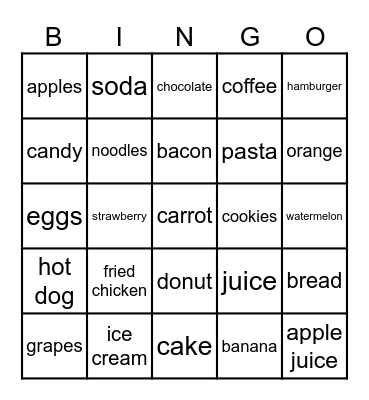 FOOD Bingo Card