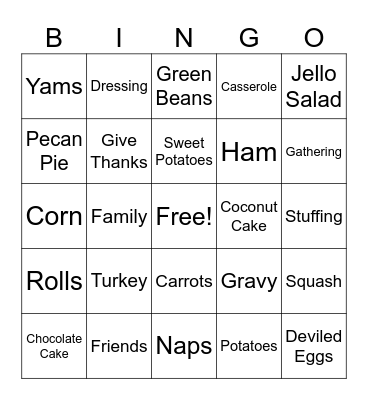 Thanksgiving Bingo Card
