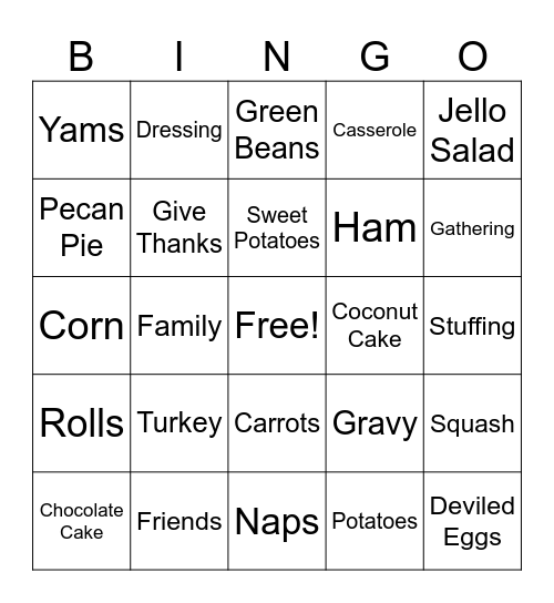 Thanksgiving Bingo Card