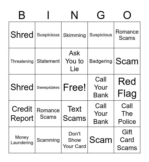 Scam Bingo! Bingo Card