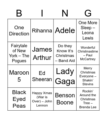 Heart Xmas Bingo Card
