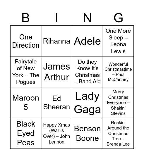 Heart Xmas Bingo Card