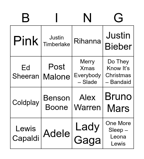 Heart Xmas Bingo Card