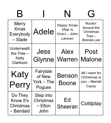 Heart Xmas Bingo Card