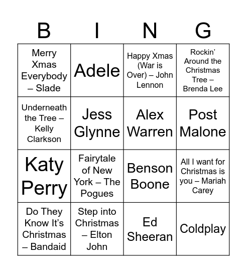 Heart Xmas Bingo Card