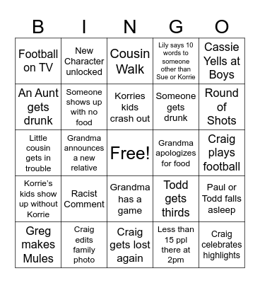 Thanksgiving Bingo Card