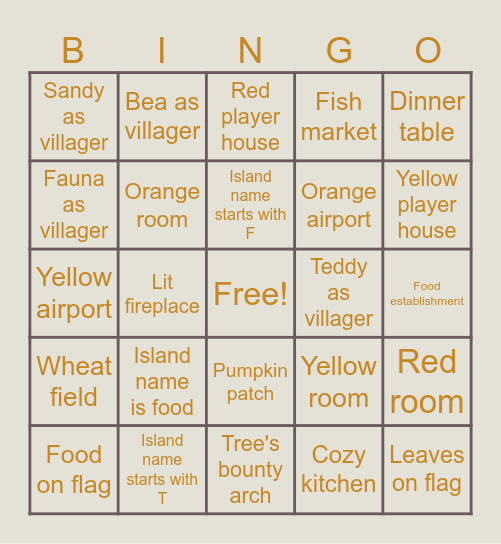 Thanksgiving Dream Address Bingo! Bingo Card