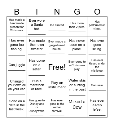 Blizzard Bingo Card
