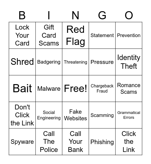 Scam Bingo! Bingo Card