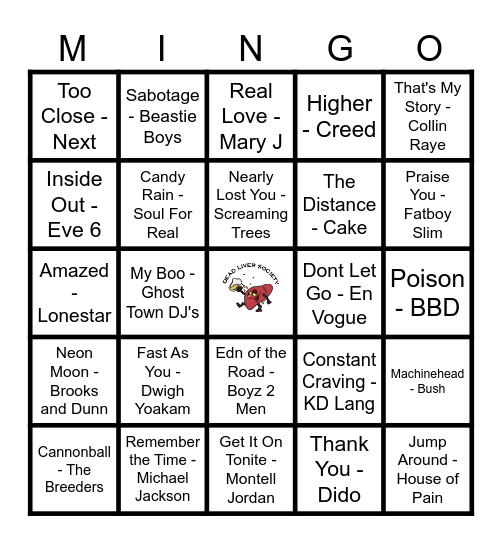 90's Yeah Boy!! Bingo Card