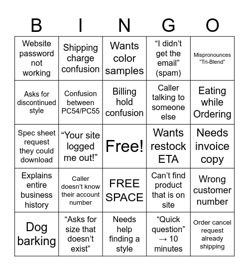 SANMAR BINGO Card