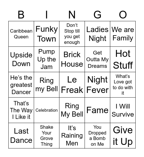 Disco Bingo Card