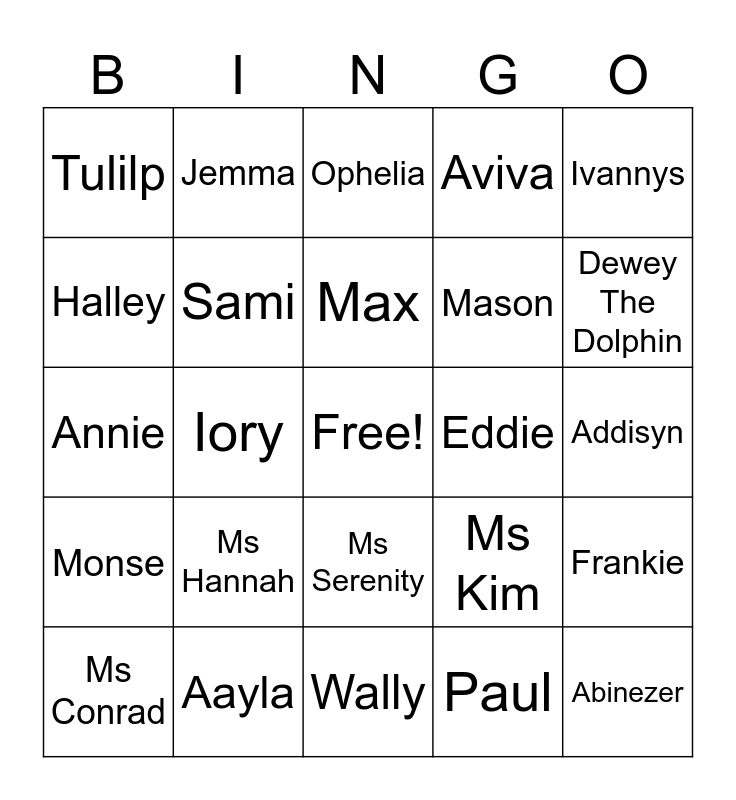 Ms Conrad's Class Bingo Card