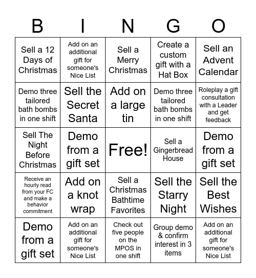Fizz the Season for Handmade Gifts Bingo Card