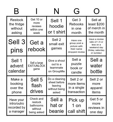 NKY December Bingo Card