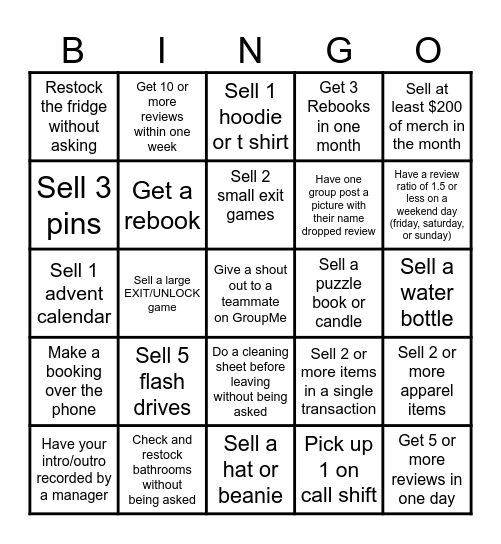 NKY December Bingo Card