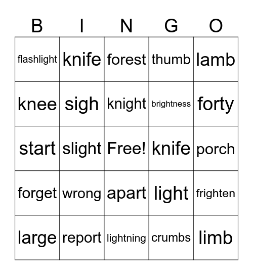 Unit 11/12 Bingo Card