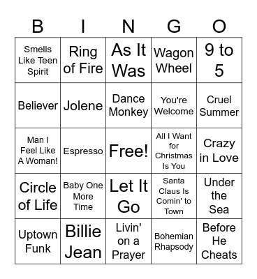 Music Bingo Card